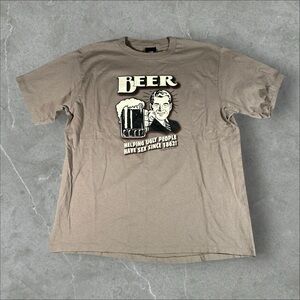 VTG Beer Shirt Men XL Grey 90s Helping Ugly People Have Sex Changes Adult Humour